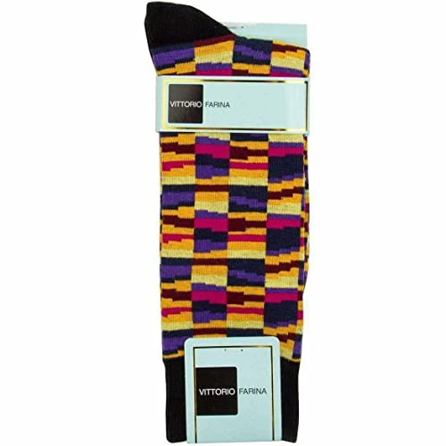 Men's Crazy Stripe Designer Socks - Black & Blue (SAB 034, 1 Pack)