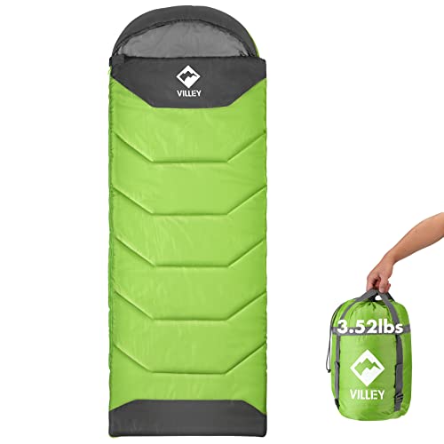 Villey Camping Sleeping Bag For Adults Boys And Girls, 3 Season Warm & Cool Weather - Summer, Spring, Fall, Lightweight Compact Backpacking Sleeping Bag For Outdoor, Traveling, Hiking #TOP15