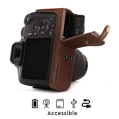 Estuche de cuero MegaGear MG1608 para cámara Canon EOS Rebel T7 miniatura 5