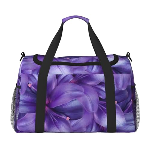 Sac de week-end imprimé fleurs de lys violettes motif chic