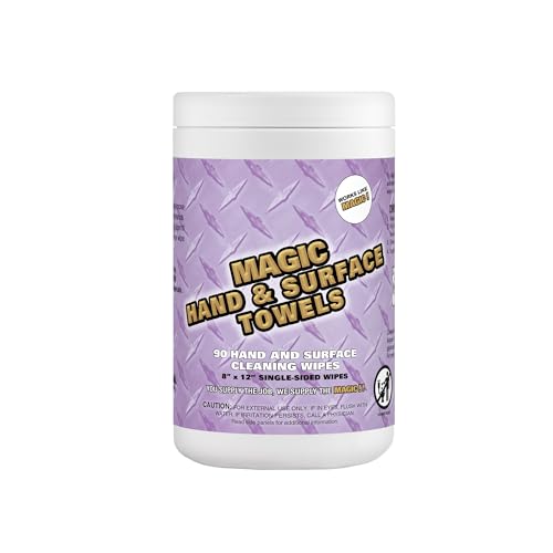 Image of Magic Heavy Duty Cleaning Wipes - Single Sided Hand & Surface Shop Towels | Professional-grade Cleaning | Waterless | Moisturizing | Cleans Grease, Oil, Dirt, & more (1 Pack | 90 Sheets Total)