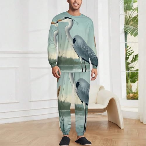 Blue Heron Pajama Set Long Sleeve Lounge Sets Sleepwear 2 Pjs Nightwear for Men Women2