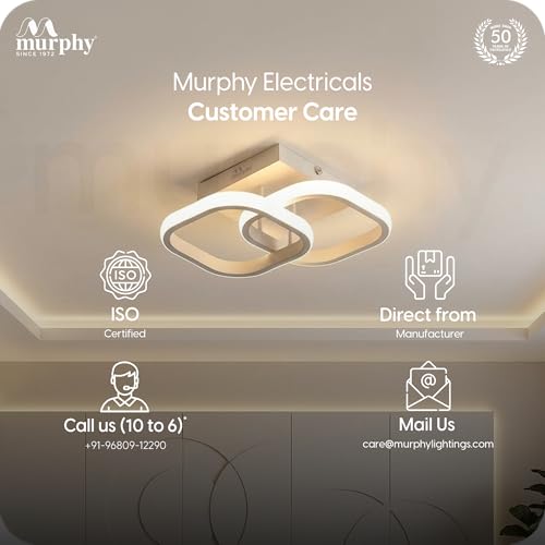 Image of Murphy 22W LED Modern Ceiling Light, Pack of 1 | 3 Color Change (Warm /Natural /Cool) Square Acrylic Flush Mount for Living Room, Bedroom, Hall & False Ceiling