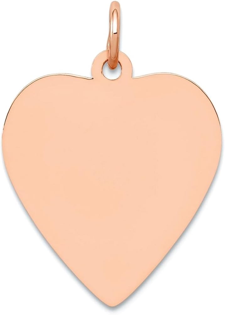 JewelryWeb 14k Solid Yellow Gold Love Heart Disc Charm Pendant Necklace for Women in