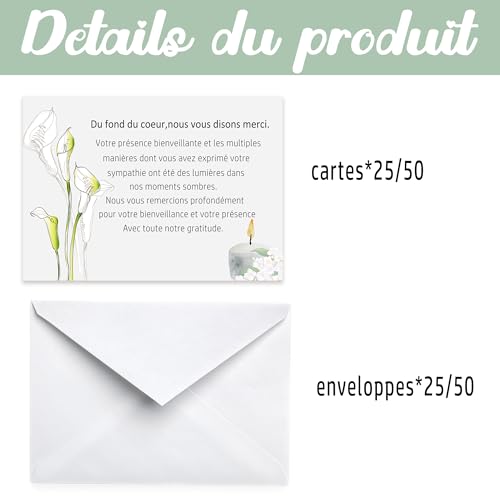 25 Stück - Danksagungskarten - Trauerkarten - Trauerkarten - Trauertod - Beerdigung - 25 Karten mit 25 Umschlägen - Trauerfeier - Danksagung Trauer - Hochwertiges mattes Papier DIN A6