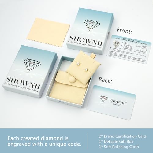 SHOWNII Diamond 4-Prong Lab-Grown Diamond Stud Earrings for Women 0.5CT 1CT 14K Gold Plated S925 Sterling Silver Screw Back Earrings(I-J Color, S1-VS2 Clarity) - Image 6