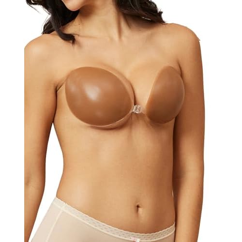 Niidor Adhesive Bra Strapless Ultra Sticky Invisible Push up Silicone Bra Multiple Colors Sizes Reusable for Backless Dress