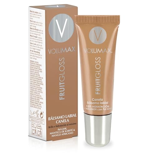 Volumax Fruitgloss. Gloss De Labios De Sabor Intenso Y Duradero, Máxima Hidratación, Brillo, Confort Y Volumen, Sabor, 7.5 Ml, Transparente, Canela
