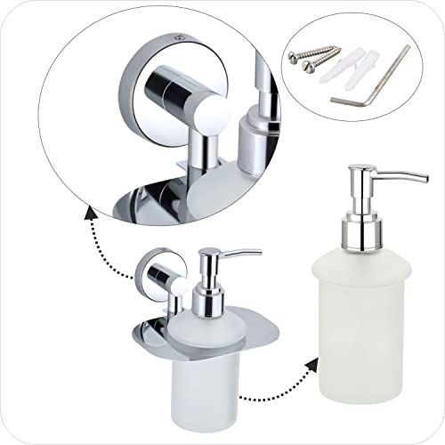 Image of Liquid soap Dispenser Holder for Bathroom handwash Dispenser soap Dispenser for wash Basin 37(Chrome Finish,Anti-Rust)(304 Stainless Steel and Glass)