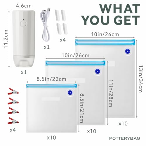 Sous Vide Bags Reusable 30 Pcs, Reusable Vacuum Seal Bags for Food with Upgraded Auto Pump for Anova, Joule Cookers, BPA Free Sous Vide Kit