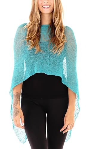 Image of SHU-SHI Womens Sheer Knit Poncho Shrug Lightweight Cover Up One Size Fits Most