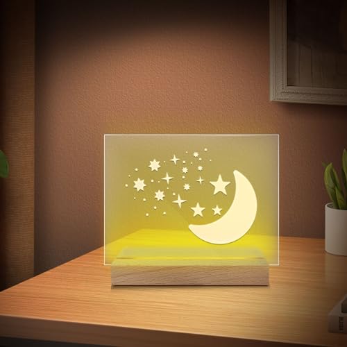 Base de luz LED USB rectangular iluminada de madera con iluminación blanca cálida 4