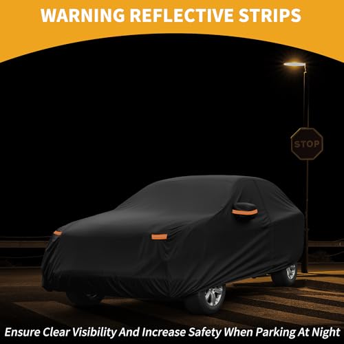 Image of Car Cover Waterproof All Weather Sun Rain Protection Full Exterior Cover for Genesis GV80 190T-PU Black with Left Side Zippers