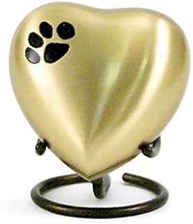 OneWorld Memorials Pet Paw Bronze Pet Urn - Extra Small - Holds Up to 3 Cubic Inches of Ashes - Bronze Gold Pet Cremation Urn for Ashes