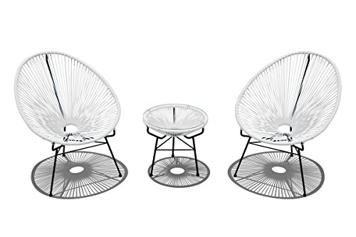 Harmonia Living 3 Piece Acapulco Chat Set, White Lightning