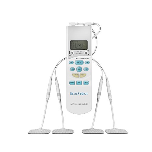 Bluestone - Unidad estimuladora muscular Tens - Masajeador de pulso con pantalla digital para aliviar el dolor de espalda y rodilla, electroterapia física o rehabilitación