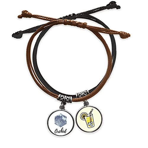 Bracelet cuir et corde les pivoines art abstrait haut de gamme