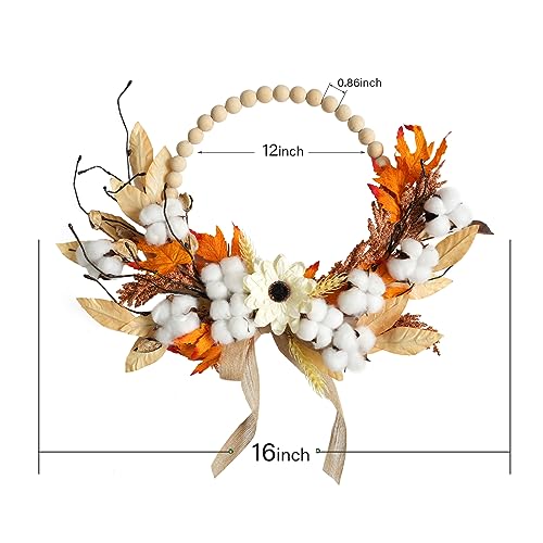 Tempus16autumnartificialwoodbeadwreathfallmapleleaveswreathcottongrainharvesthalfcirclewreathforfrontdoorhangingwalldecorationfallharvestthanksgivinghomefarmhousedecor  Urban Country Home Decor Tempus 16 autumn artificial wood bead wreath fall maple leaves wreath cotton grain harvest half circle wreath for front door hanging wall decoration fall harvest thanksgiving home farmhouse decor  urban country home decor