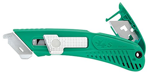 Pacific Handy Cutter S4Sr Self-Retracting Safety Cutter With Fixed Metal Guard, Bladeless Tape Splitter, Steel Guard For Safety And Damage Protection, For Warehouse And In-Store Cutting, Green #TOP1