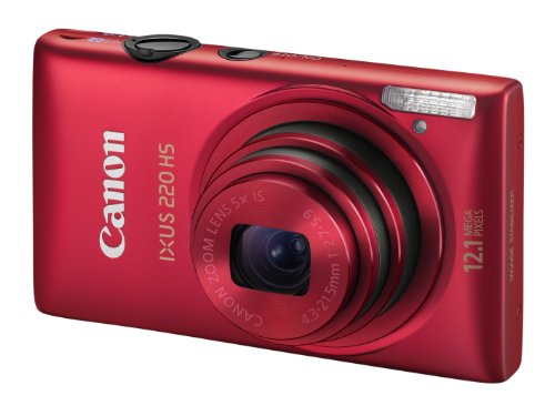 Canon IXUS 220 HS - Red (12.1MP, 5x Optical Zoom) 2.7 inch LCD (Renewed)
