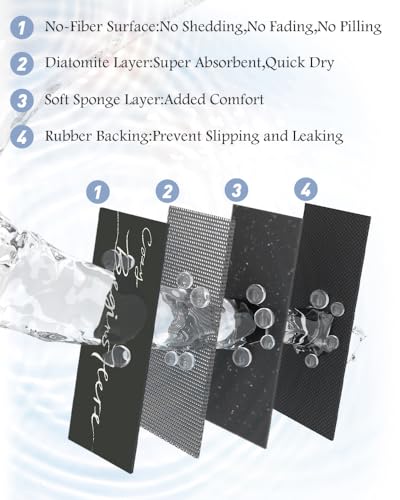 Image of MontVoo Bath Mat-Bath Mat Rug Non Slip Super Absorbent Stain Resistant Quick Dry Thin Bathroom Rug-Bath Mats for Bathroom Floor Bathtub Vanity-Bathmat Bath Rug Easy Care-17 inchx35 inch,Black