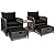 LEVELEVE Balcony Furniture 5 Piece Patio Conversation Set, PE Wicker Rattan Outdoor Lounge Chairs with Soft Cushions 2 Ottoman&Glass Table for Porch, Lawn-Brown Wicker?Black