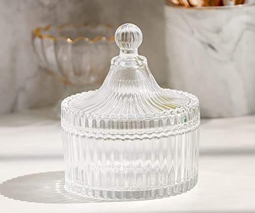 SELLONWANELO Fashion Transparent Glass Cotton Swab Box Jewelry Storage Box Cotton Swab Cosmetic Cotton Box ?White?