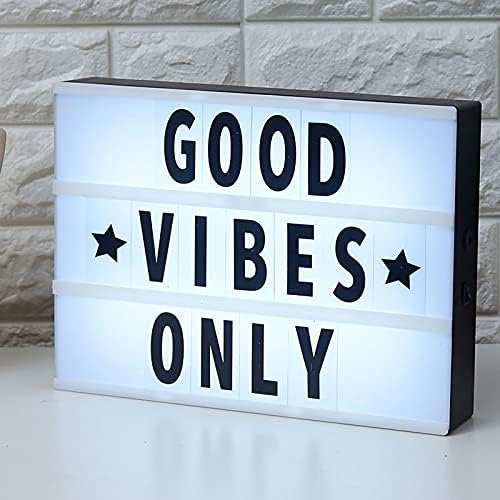 ENUOLI A4 Cinematic Light Box LED Light Box includes 159 letters & Emoji Battery or USB Powered light up message box lightbox letters and symbols cinema light box Decor for Wedding,Birthday,Party