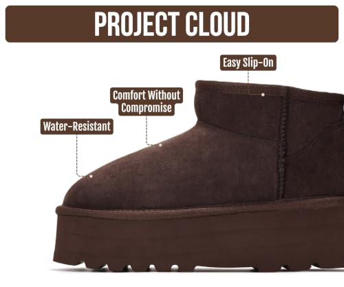 Image of Project Cloud 100% Genuine Leather Platform Ankle Boots for Women | Memory Foam Insole Lightweight Winter Booties - Womens Casual Footwear Fall Shoes - Fashionable Womens Boots with EVA Outsole