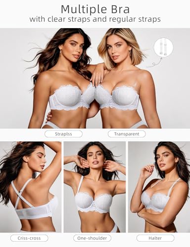 Image of Strapless Push Up Bra Heavily Padded Add Cup Balcony Multiway Bras