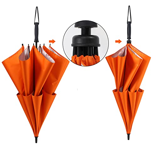 Doubwell Storm Proof Umbrella Sports Golf Umbrella 62 Inch Large Size Sturdy Umbrella Uv Protection And Tested Resist Up 55 Mph Strong Wind For Men And Women (Orange) #TOP2