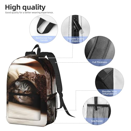 Sac à dos d'école mixte EdWal noir léger avec compartiments de rangement et motif chat