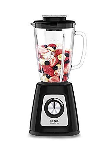 Tefal Blendforce II Blender, 1.75L Glass Jug, 800W, 4 Removeable Powelix Blades, 3 Programs + Pulse, Black, BL435840
