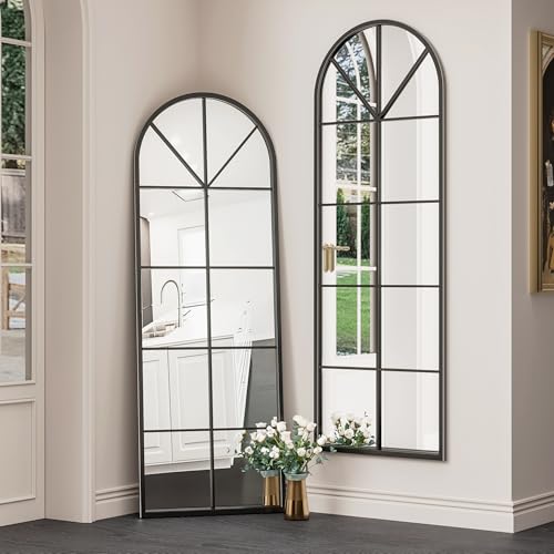 Image of OGCAU Arched Full Length Mirror, 65 inchx22 inch Floor Full Body Mirror, Black