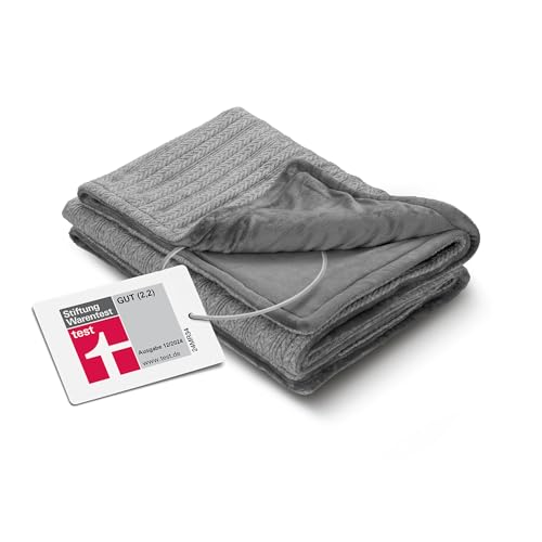 medisana HB 680 Kuschelheizdecke, Kuscheldecke im Strickmuster mit...