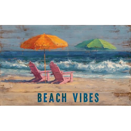Personalized Custom Wooden Wall Art - Beach Scene Oil Painting Style Coastal Decor - Handcrafted Solid Wood Sign for Living Room Bedroom Office - Unique Artistic Gift(Style B)