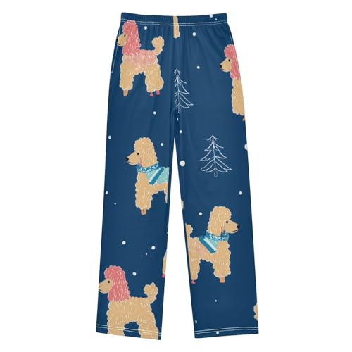 ZZXXB Poodle Pine Tree Boys Long Pants Soft Trousers Elastic Waist Kids Lounge Bottoms with Pockets S-XL