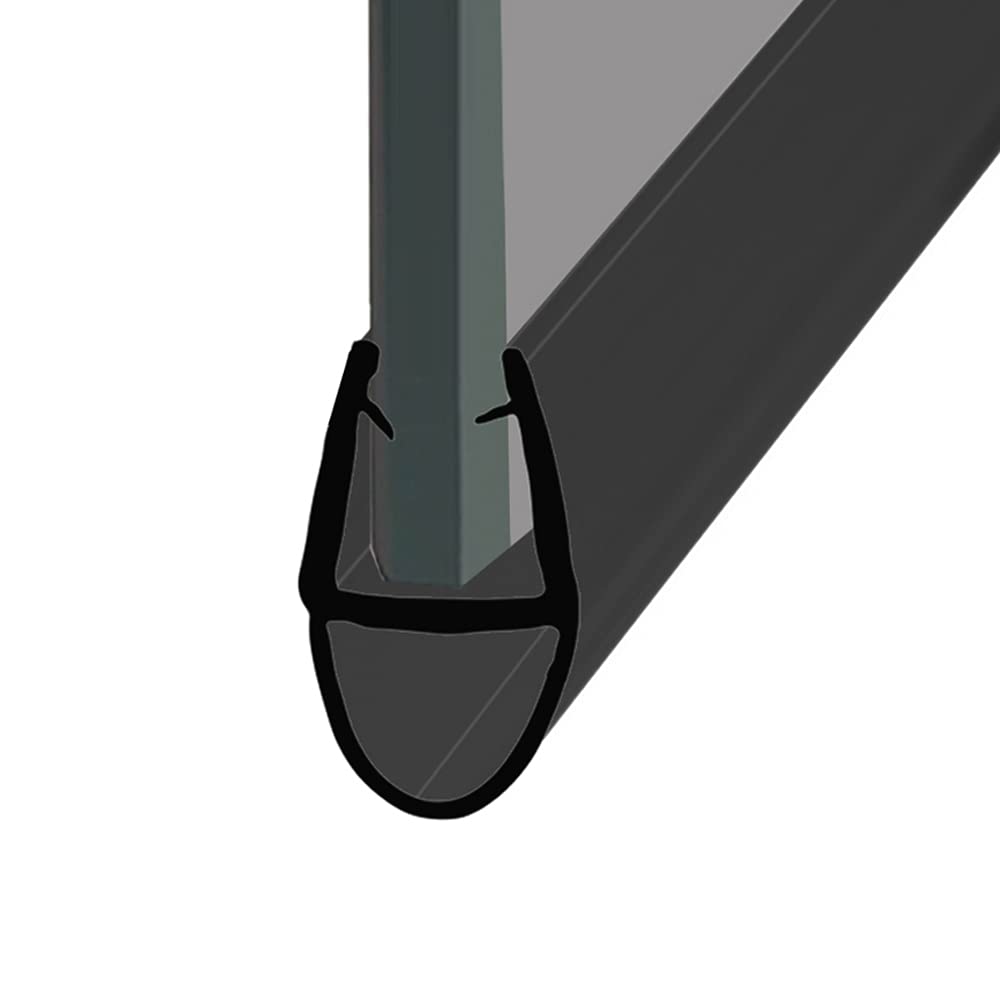 Shower or Bath Screen Door Seal | Fits 4, 5 or 6mm Glass | Round Bubble Shape Seals Gaps of Up to 7mm | 80cm, 90cm, 140cm, 2m or 2.6m Long | SEAL001 (80cm, Black)