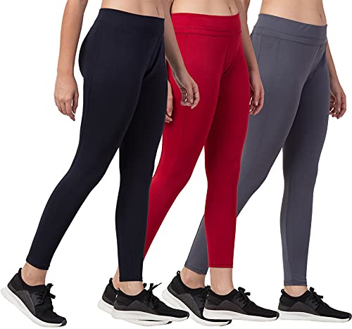 BLUECON Women's Slim Fit Active wear Polyester Yoga Pant (Combo Pack of 3)