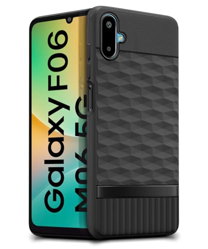Image of WOW IMAGINE Back Cover for Samsung Galaxy M06 5G | Galaxy F06 5G with Hexa Cube Design | Ultra Slim Soft Rubberised Case | Inner Velvet Fabric | Matte Silicone Mobile Case | Camera Protection - Black