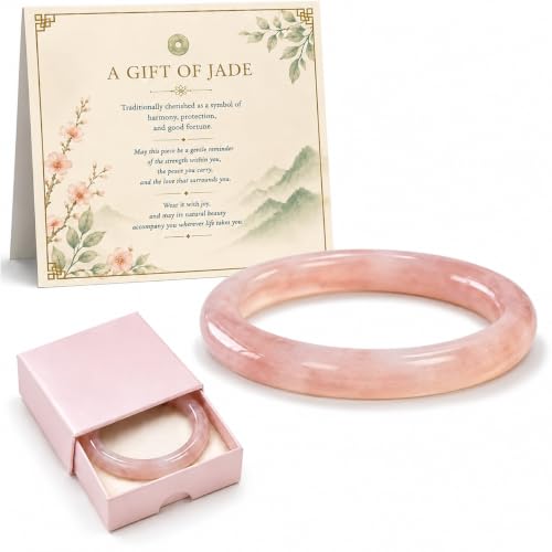 Embtrem Jade Bangle Bracelet for Women Smooth Polished Round Solid Bangle