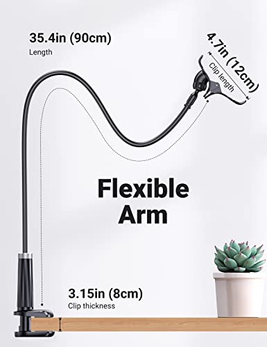 Ugreen Gooseneck Clip Phone Holder For Bed Desk Cell Phone Mount Flexible Lazy Long Arm Clamp Headboard Hand Free Overhead Video Recording Compatible With Iphone Pro Max Samsung Galaxy Ultra, 3.0 Ft #TOP2
