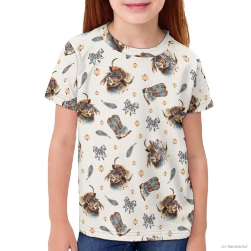 Image of Renewold Kids Novelty T-Shirt for Girls Boys Short Sleeve Crewneck Summer Tee Soft Breathable Graphic Shirt for Age 2-16