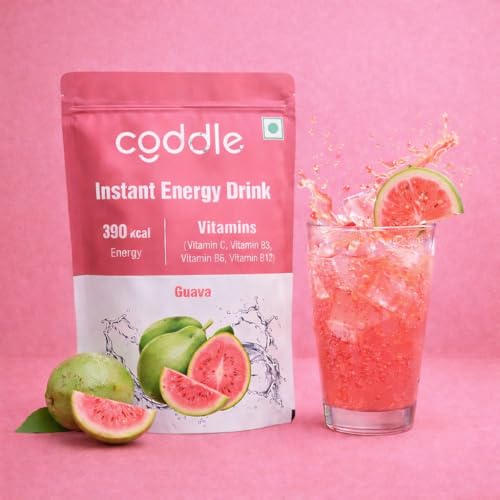 Image of Coddle Guava Instant Energy Drink Powder 900g Refill Pack | Instant Glucose Energy Drink | Electrolyte Hydration Powder | With Vitamin C, B3, B6 & B12 | Instant Energy, Immunity & Summer Hydration | Refreshing Guava Flavour