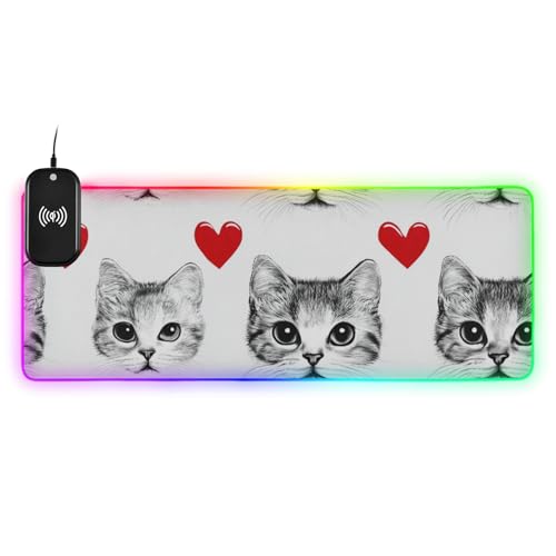 Tapis de souris grand chat noir pour un bureau d'ordinateur stylé et organisé