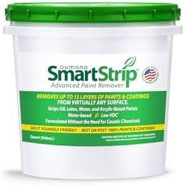 Smart Strip Advanced Paint Remover, For Removal of Acrylic, Latex, Oil & Water-Based Coatings, Non-Caustic Formula, Indoor/Outdoor, Contractor & DIY Friendly, 1 Quart