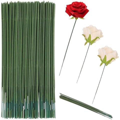 mkemka 100Pcs Green Floral Stem Wires Cover