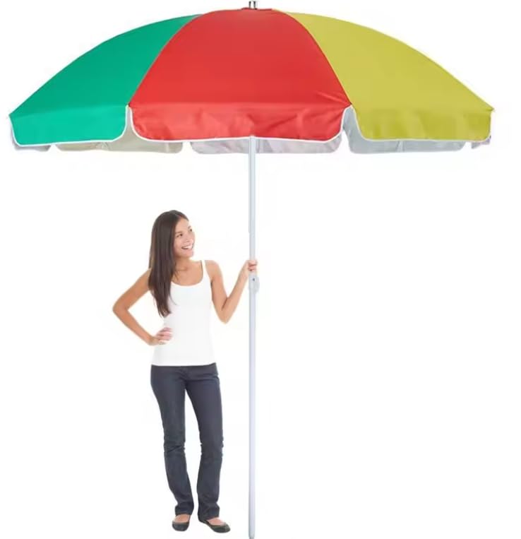 Outdoor Garden Umbrella Big Size 7 Feet Waterproof Sun Shade with UV Block Fabric and Windproof Frame