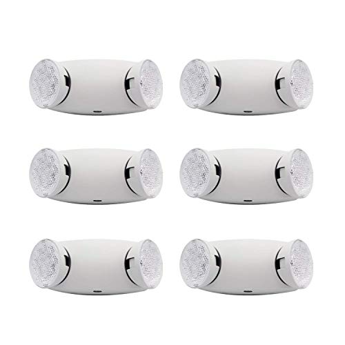 HYD-Parts 6 Pack Two Head Emergency Light - UL Certified - Hardwired LED Fire Emergency Lighting(Round Head)