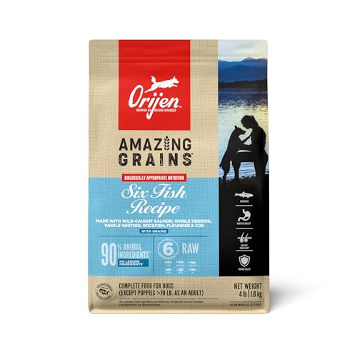 ORIJEN-Amazing-Grains-High-Protein-Dry-Dog-Food-Six-Fish-Recipe-4lb-Bag ORIJEN Amazing Grains High Protein Dry Dog Food Six Fish Recipe 4lb Bag - Image 1